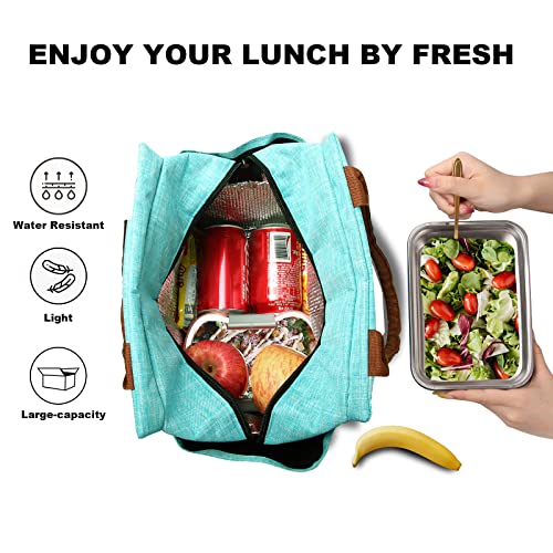 Joymee Lunch Bag Women Insulated Lunch Box Reusable Durable Leakproof Spacious Lunch Tote For Women Men Adult With Bottle Holder And Side Pockets For Work Picnic Travel - Sea Blue #TOP2