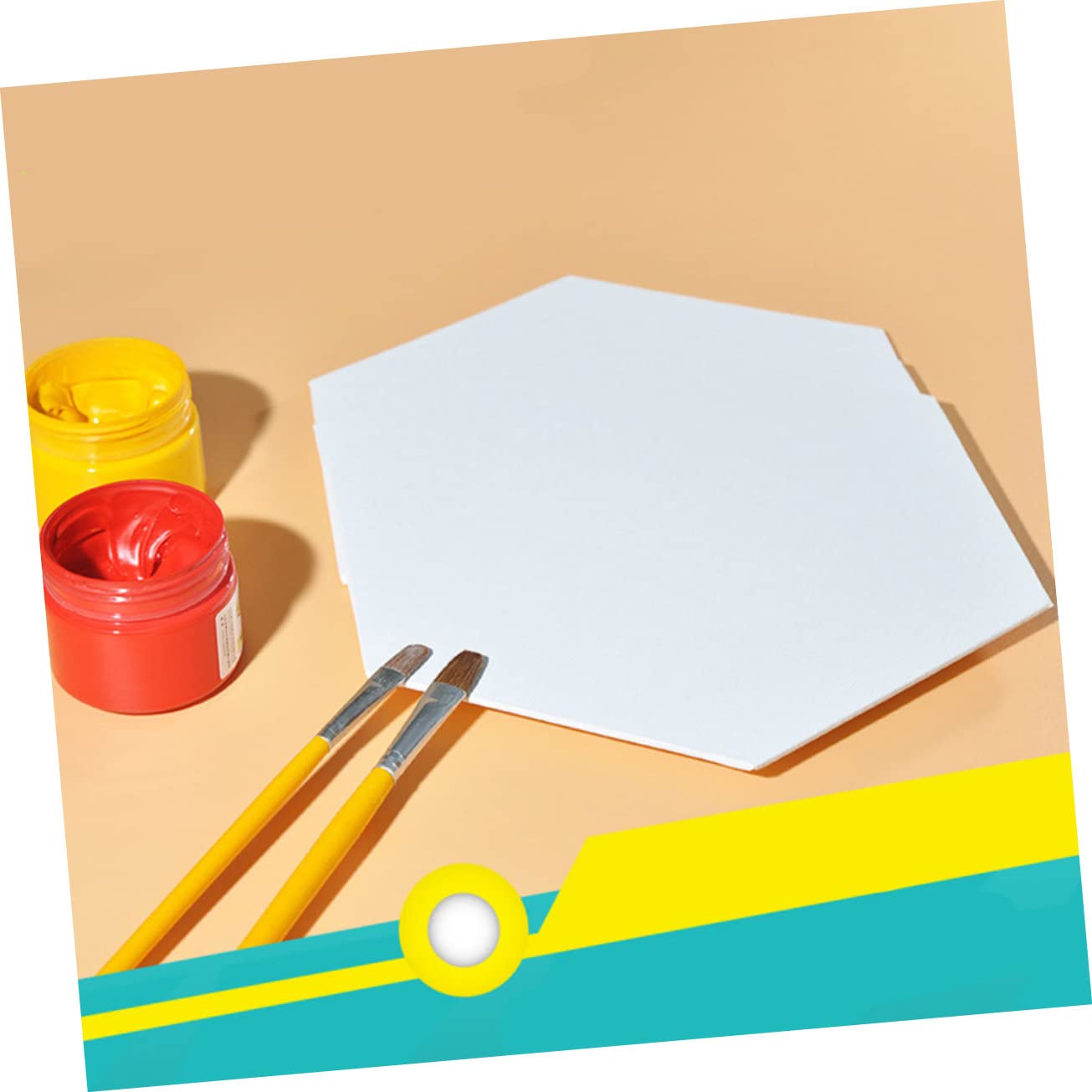 Lot de 3 Toiles D'artiste Hexagonales en Coton Blanc 12,5 Cm pour Peinture à L'huile et Acrylique, Panneaux à Monter Soi-même pour Artistes Amateurs et Étudiants, Usage Intérieur