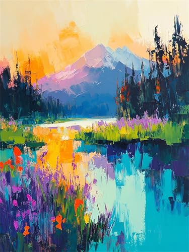 Peinture numéro paysage avec toile infroissable haut de gamme 50x70cm