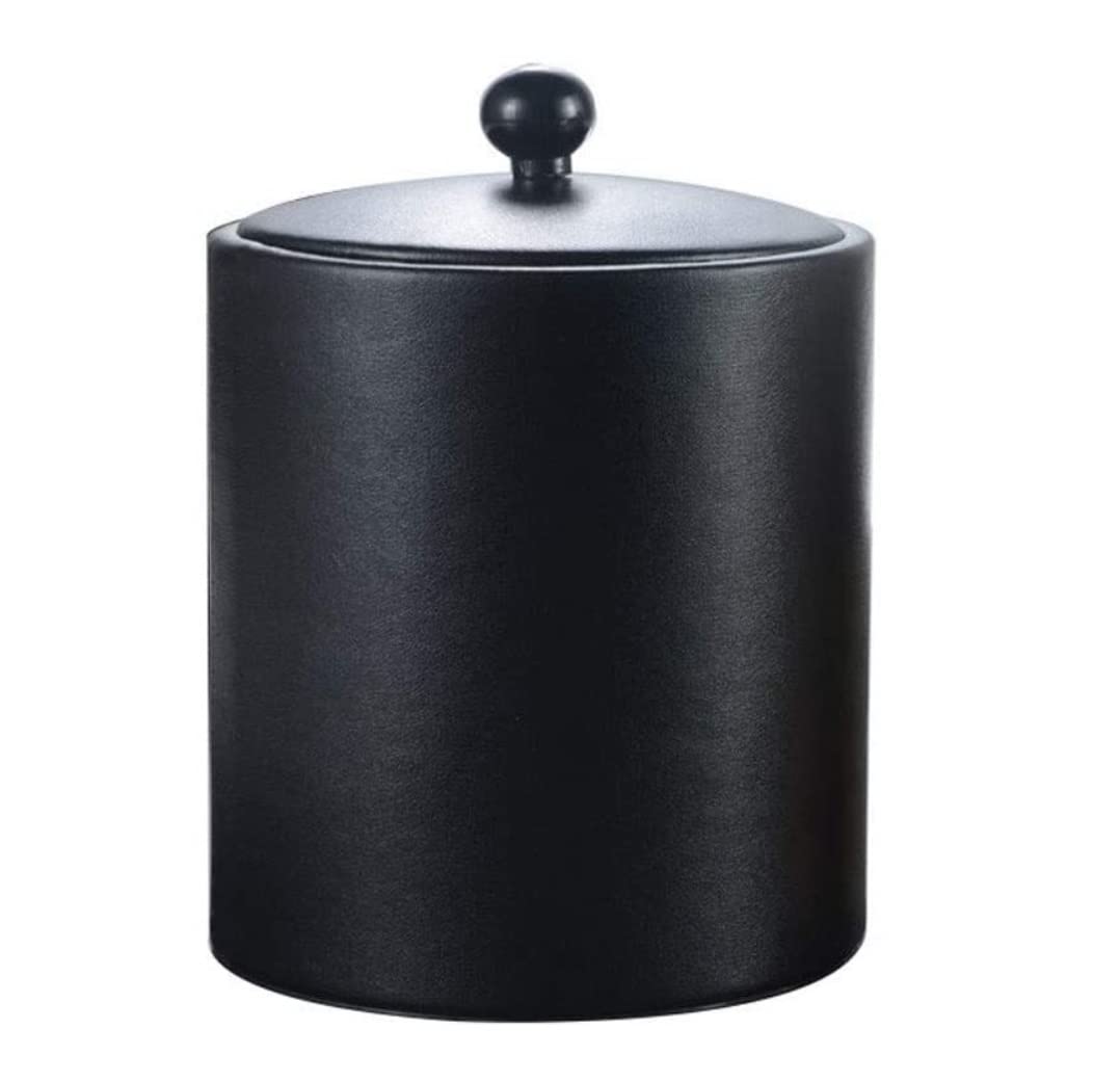 Cubo Hielo Cubo De Hielo Bronceado Cuero Tanque Interior Acero Inoxidable con Tapa Y Filtro Compartimiento Barril Accesorios Barra(B)