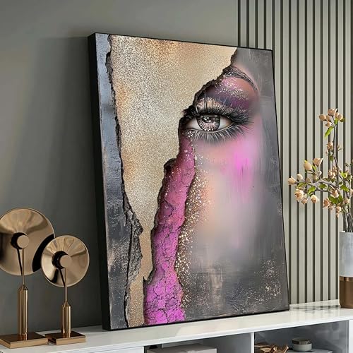 Œil abstrait scintillant haut de gamme : portrait texturé or
