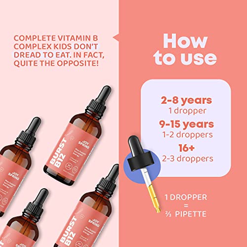 Liquid B Complex For Kids - Kids B Complex B2, B6, B12 & B5 - Vitamin B Complex Liquid May Aid In Immunity & Mood - Sugar Free B Complex Vitamin Supplement For Kids & Adults - Vitamin B12 60 Servings #TOP6