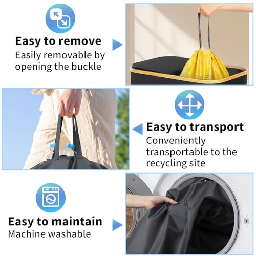 JaMalign Yellow Bag 2-in-1 Gelber Sack Ständer & Pfandflaschen Sammler, für 60–120 L Gelbe Säcke, Müllsackhalter mit Deckel, Leergut Sammelbehälter bis 160 Flaschen, Platzsparendes Müllsystem