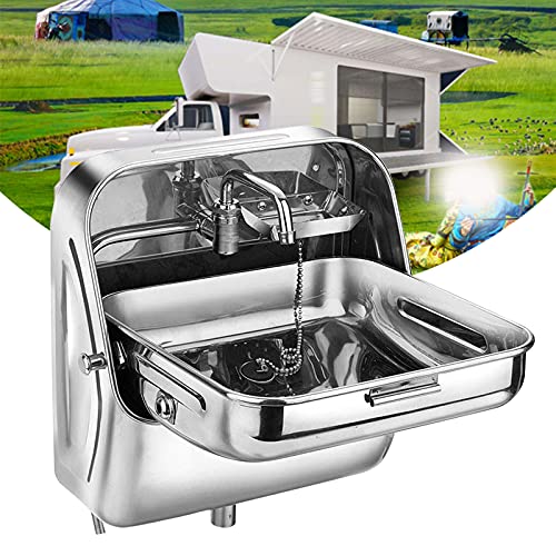 RV Wall-Mounted Sink,RV Sink Folding Hand Wash Sink,RV Basin Sink,RV Camper Kitchen Sink,Wall Mount Sink Splash Guard Basin Sink Boat Portable Hand Washing Station Outdoor Sin, (A)