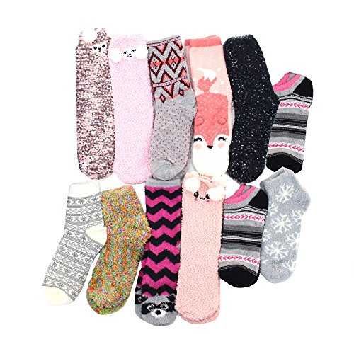 Image of BambooMN Women's Super Soft Warm Cozy Fuzzy Socks Assortments