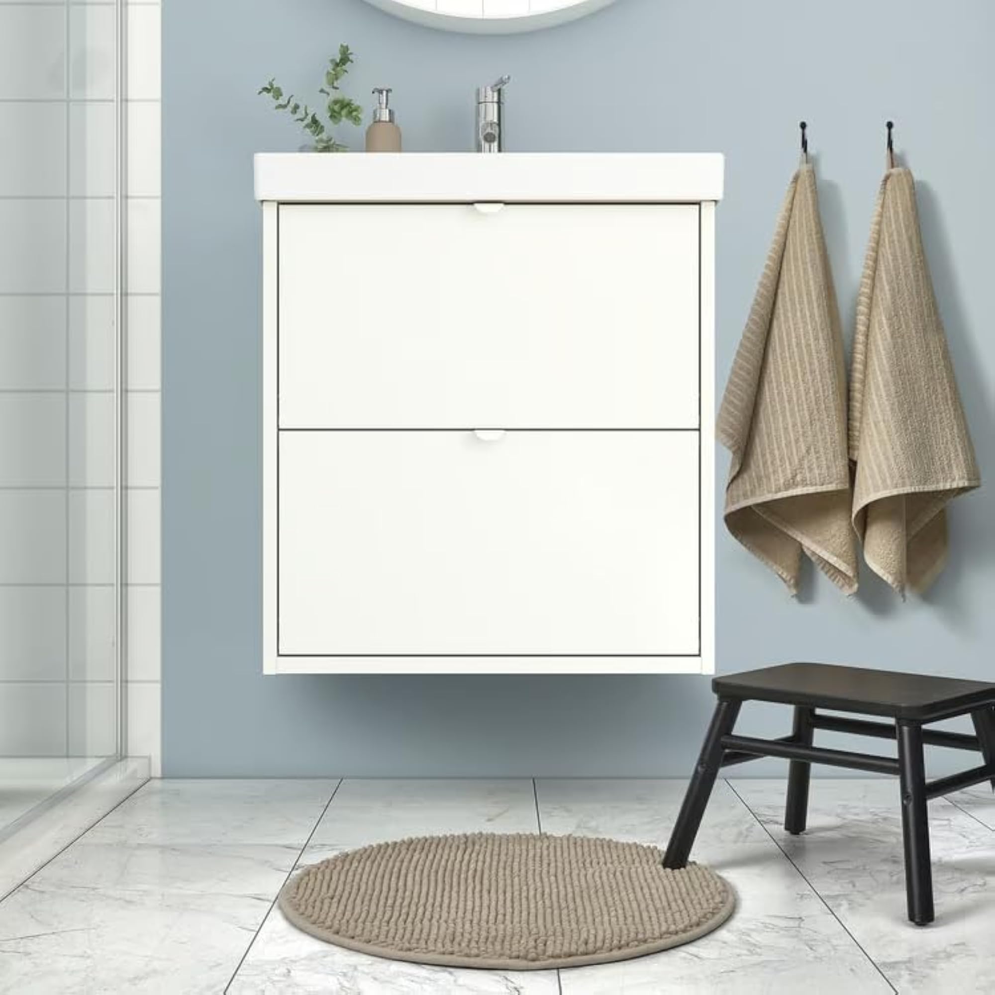 TOFTBO Bath Mat, Round, Ultra-Soft Microfibre