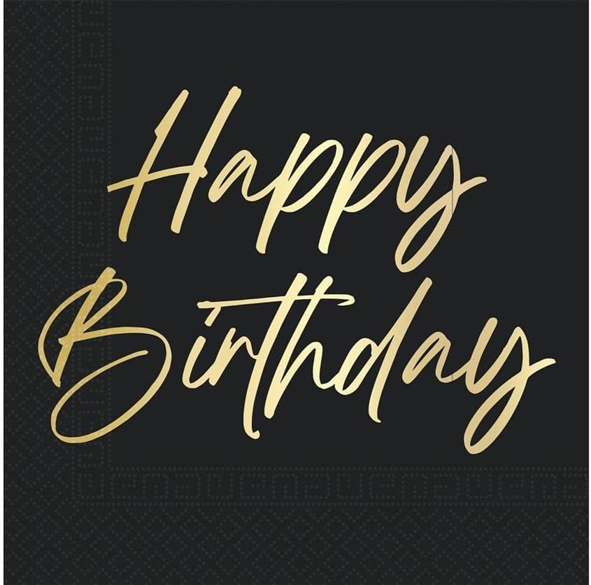 Procos 20 Napkins Black & Gold Happy Birthday