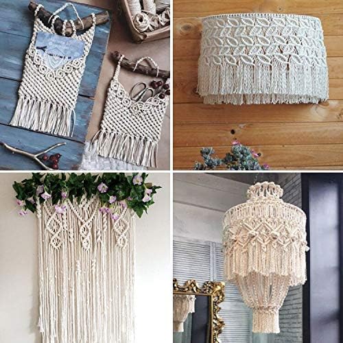 SUNTQ Macrame Cord 3mm, 4 Strand Twisted Cotton Macrame Rope, 240 Yard Soft Cotton Cord for Wall Hanging, Plant Hangers, Crafts, Knitting, Decorative Project, Beige