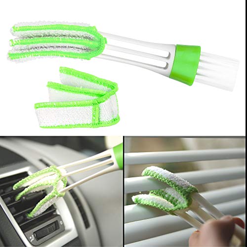 Cepillos Limpiadores, Juego de 1, para Persianas de Ventana con 2 x Accesorio de Microfibra, Limpiador de Persianas, Cortinas, Aire Acondicionado y Contraventanas, Tamaño compacto, Colector de Tela