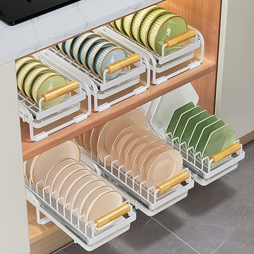 Pull-Out Double/Single Tier Dish Rack for Cupboard, Slide Ou...
