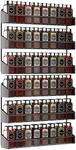 AULEDIO 2 Pack Spice Rack Organizer, 3 Tier Counter-top Stand or Wall Mounted Storage Rack Hanging Shelf for Kitchen Cabinet, Cupboard, Pantry Door or Bathroom Shower Cosmetic - Bronze