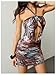 SHENHE Women's Sexy Halter Deep V Plunge Open Back O Ring Chain Ruched Bodycon Mini Dress Brown X-Small