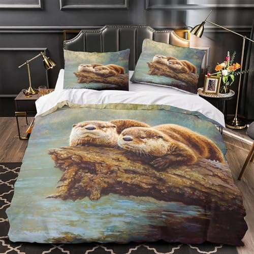 Housse de couette loutre imprimé 3D avec fermeture éclair single