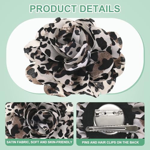 Image of M METERXITY Rose Flower Brooches and Pins for Women, 4 Inch Lapel Pins Dainty Satin Fabric Big Camellia Hair Flowers Clips for Wedding /Parties /Clothes /Jewelry [10cm, Beige]