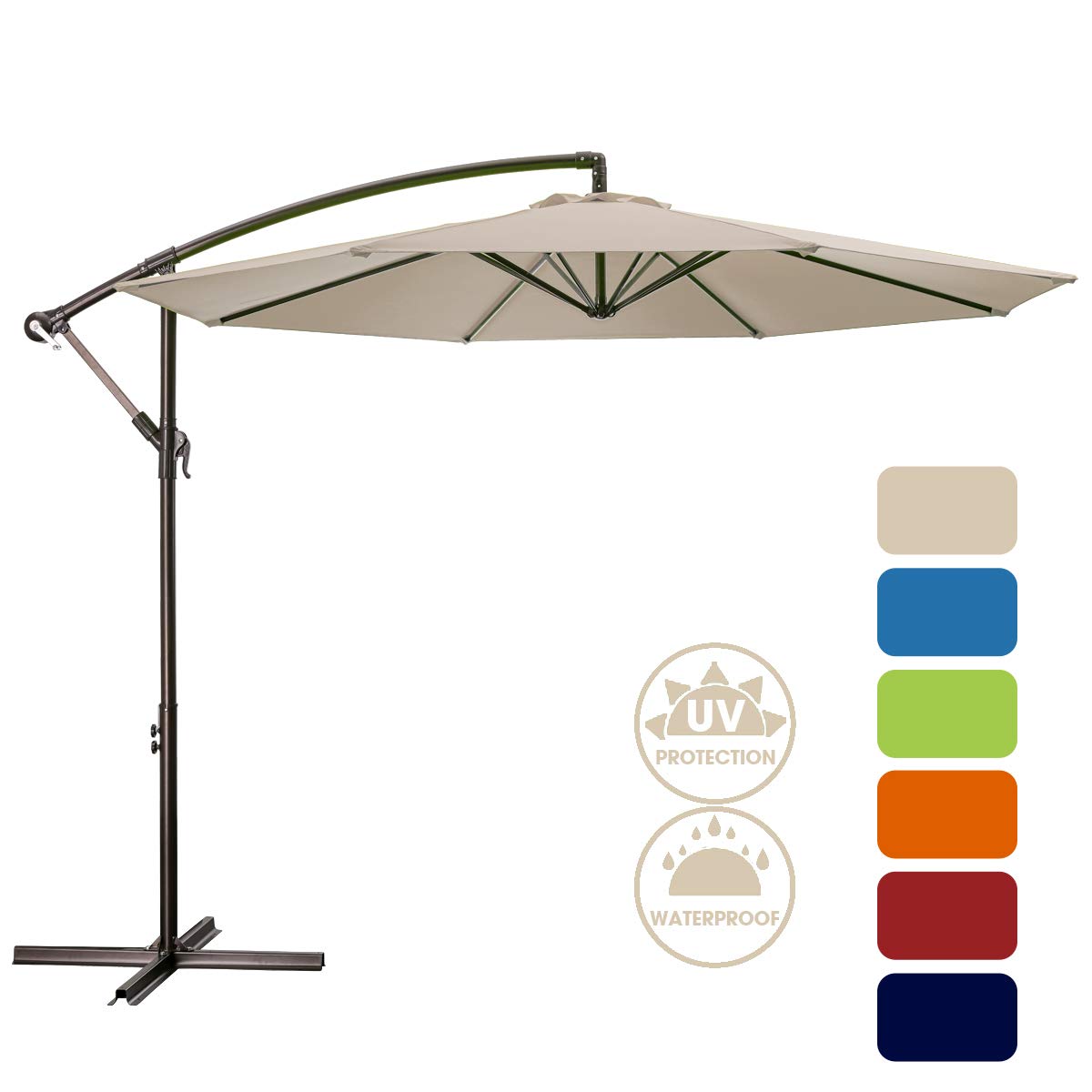 Muchenghy 10ft Patio Umbrella Cantilever Umbrella Hanging Market Umbrella Outdoor Sunbrella Umbrellas Wind Resistant With Cross Base 8 Sturdy Ribs Beige Buy Online In Kenya At Desertcart