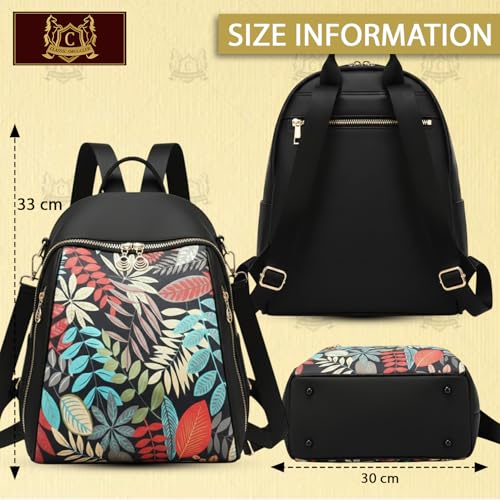 Image of Ethnic Style Waterproof Oxford Backpack for Women & Girls | Fashion Travel Canvas Look Nylon Bag | Large Capacity Printed Laptop Backpack for College