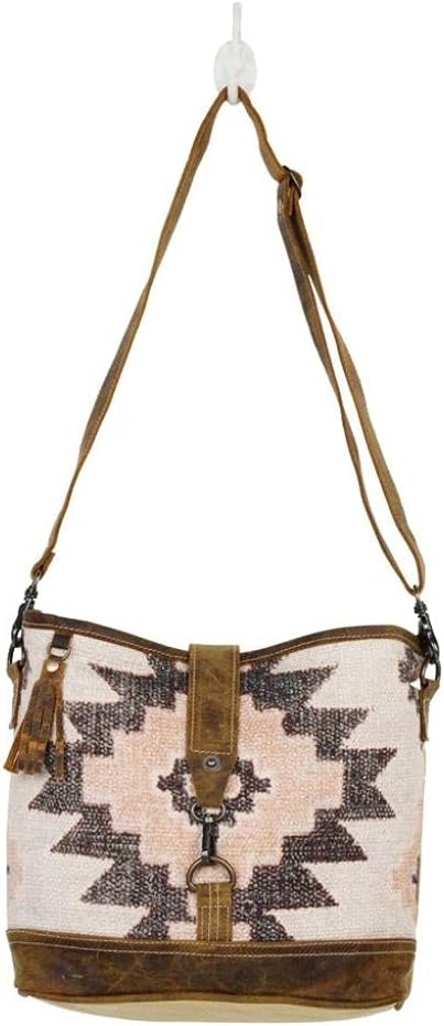 Myra Bag Aztec Purse for Women - Canvas Bag with Real Leather Detailing, Boho Handbags for Women, Cute Western Purse - Image 4