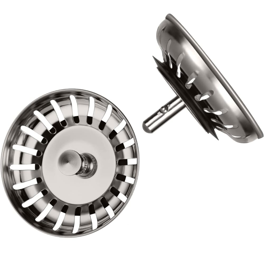 Schläfer Steel 439722 Sink Strainer 3.5 Inches For Eccentric 83 Mm Stainless Sink Strainer With Plug Function Also For Blanco Sink Replacement Part Drain Strainer Kitchen Sink Set Of 2
