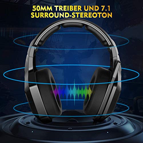 OniKuma K10, koptelefoon, professionele gaming headset, compatibel met PC, Mac, PS4, Xbox, tablet, ledlicht, RGB, ruisonderdrukking - Afbeelding 6