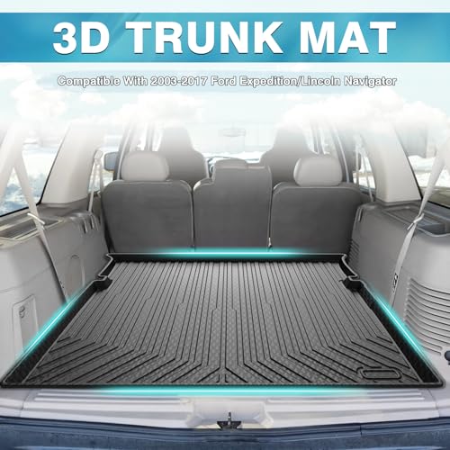 Image of Mixsuper Custom Fit for Cargo Liner 2003-2017 Ford Expedition /Lincoln Navigator (No EL or L Models) Behind The 2nd Row Seats All Weather Rear Cargo Trunk Floor Mat