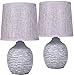 BRUBAKER doppio set Lampade da tavolo o comodino - 27 cm - grigio - basi in ceramica con struttura - paralumi in lino