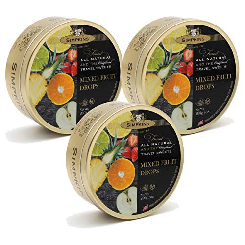 Simpkins Mixed Fruit Travel Sweets 200g Tin (Pack of 3)