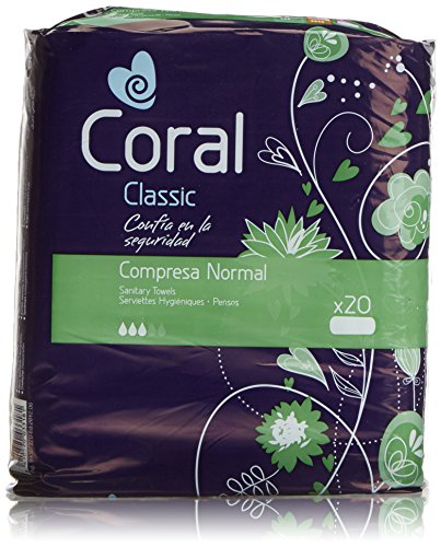 Coral Compresa Femenina de Celulosa Clásica - 20 Compresas