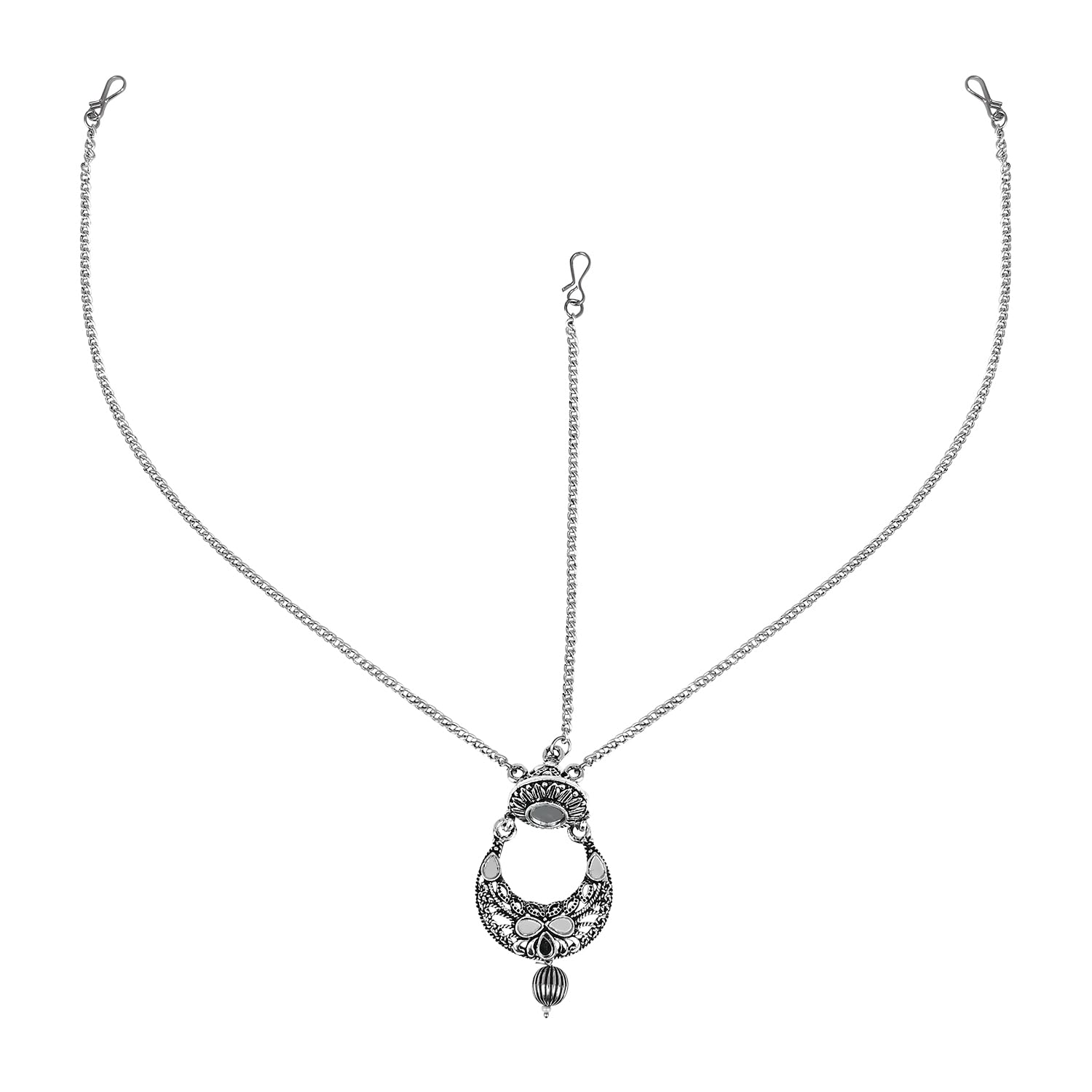 I Jewels Navratri Ethnic Silver Oxidised Mirror Work Mathapatti for Women (Style 3) (B0CJMGPKHH) Amazon Price History, Amazon Price Tracker