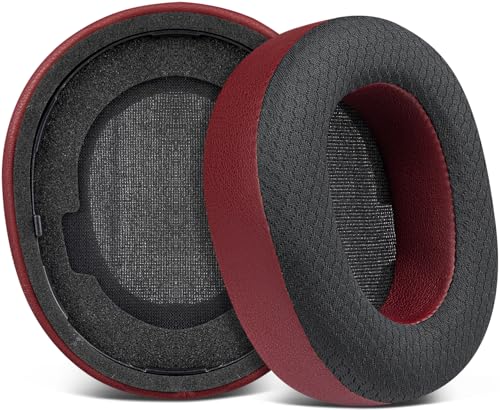 Image of SOULWIT Mesh Fabric Replacement Earpads for Steelseries Arctis Nova Pro Wireless /Arctis Nova Elite Headphones, Ear Pads Cushions with High-Density Noise Isolation Foam, Added Thickness - Burgundy