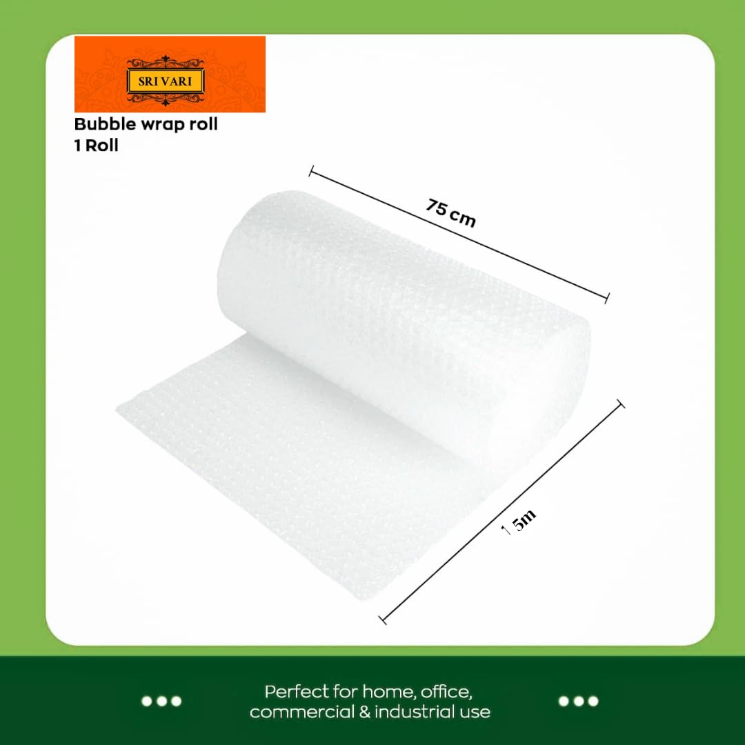 SRI VARI Air Bubble Wrap Packing Roll for Safety,Heavy 40 Gsm Thickness 75 CM WideX 5 METER,Perfect for Shipping,Moving and Storage,Cushioning Material Multipurpose Packing Needs PACKING MATERIAL