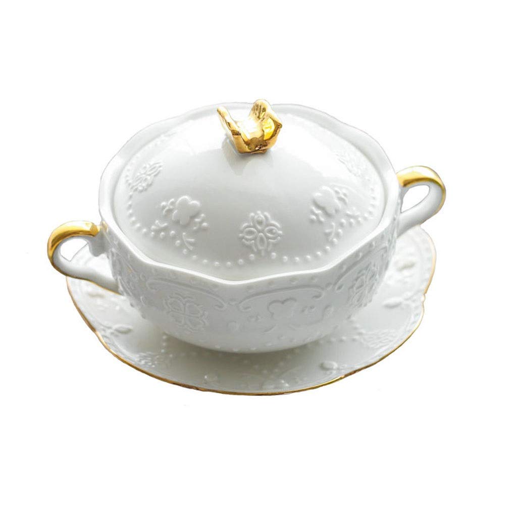 Stockpot Ramekins&Souffl Dishes Tableware Binaural Bowl Dessert Bowl Steamed Egg Bowl Ceramic Stew Cup Soup Pot