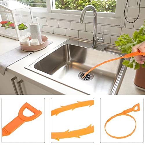 LSLCQW 5 Pack 25inch Drain clog remover, Snake Drain Cleaner Hair Clog Remover tool, Shower kitchen sinks and bathtubs, sink snake, hair toilets sewer pipe cleaning tools. - image 7