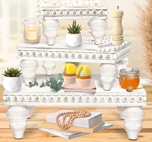 Decorative Tray [Set of 3] Wooden Tiered Tray...
