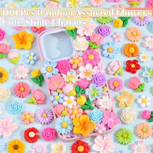 100PCS Daisy Slime Charms Decoden Charms Flatback Resin Charms for Crafts by Glitzest - Used condition - Image 2