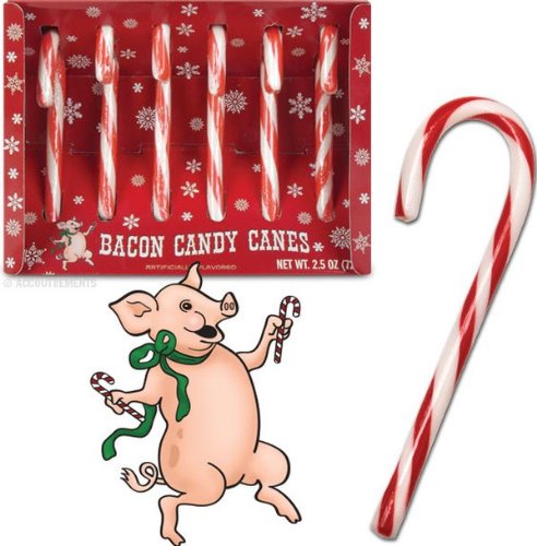 Bacon Flavored Candy Canes Set of 18 (3 Packs of 6)