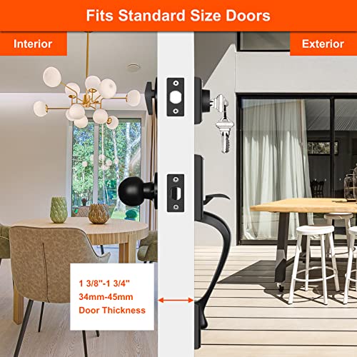 Haidms Matte Black Front Door Handle And Deadbolt Set, Front Door Lock Sets With Keys For Entrance And Exterior Door, Modern Front Door Hardware With Single Cylinder Deadbolt And Knob #TOP6