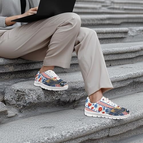 Image of Jeiento American Flag Shoes Men's Fashion Sneaker Sports Running Shoes Causal Travel Walking Flat Shoe Breathable