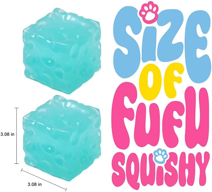 FUFUSQUISHY Aqua Blue Cheese Squishy Cheese Block Squeeze Toy,Squishies Stress Relief Fidget Toy for Adults & Teens and Kids, Stocking Stuffer Novelty Gifts for Birthday Party Favor (2.75inch / 7cm)