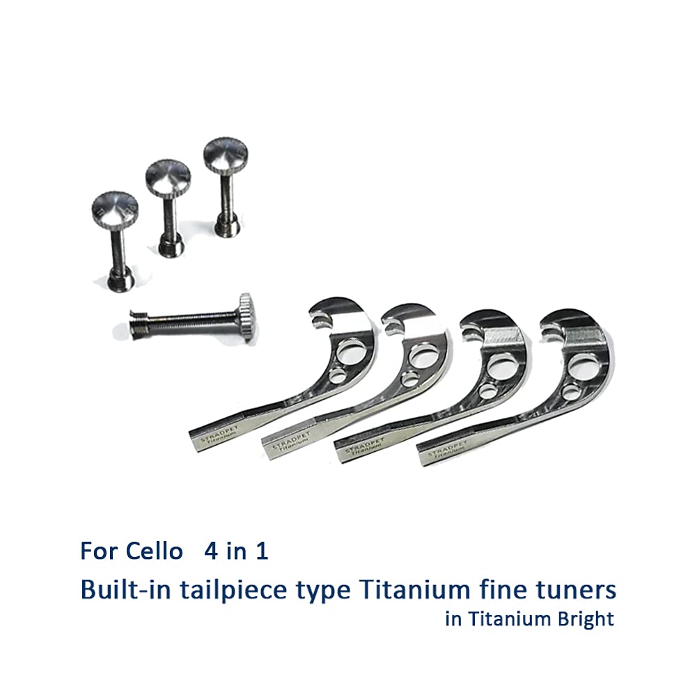 STRADPET Built-in titanium fine tuners set, 4 in 1set, for Cello, in bright or gun gray option, lightweight Version (Bright)