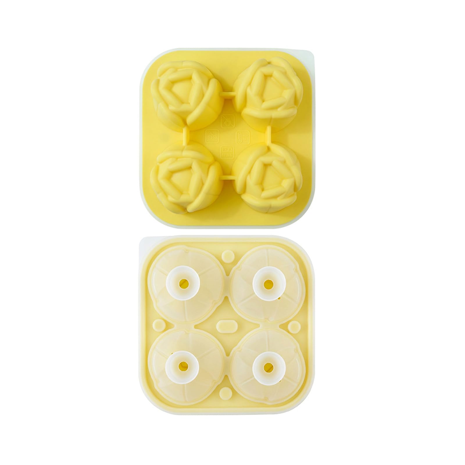 jiingekk Food Grade Silicone Ice Mold with Tulips Design 4 Cavity Cubes Tray Multipurpose Chocolate Dessert Crafting Silicone Ball Mold with Lid