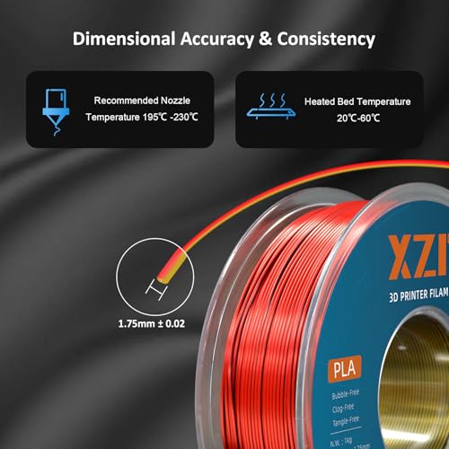 Image of Tri Color Silk PLA 3D Printer Filament, Rainbow Silk PLA Filament 1.75mm, + /- 0.02mm Accuracy, No Clog /Bubble, Durable, Vacuum Sealed, Fits Most FDM Printers, 1KG Spool - Red /Gold /Black