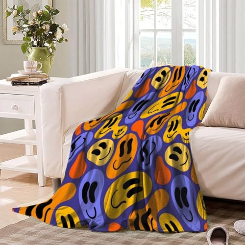 AYZOFCNDK Cartoon-Smiley-Muster Flanell Decke Kinder Jungen Denk-Wurf-Decke 3D Sherpa Decke Für Teens Erwachsene Plüsch Bettdecke Für Bett Couch Geschenkidee Für Zuhause 40x50inch(100x130cm)