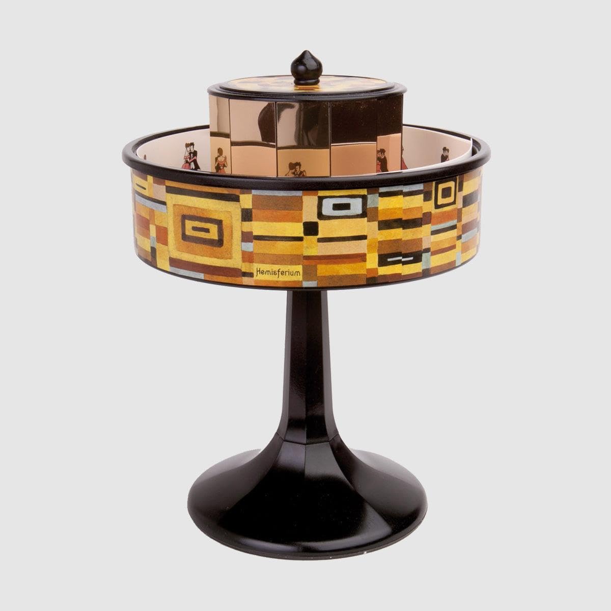 Mini Praxinoscope Vienne Carrées Black Base, Fully Functional Handcrafted Animation Device, 14.2cm x 19.5cm, Beautiful Zoetrope Replica