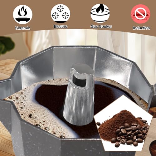 Image of Aluminum 3 Cup 150ml Moka Pot Express Coffee Maker Stovetop Espresso Colorful Coffeemaker Italian Classic Style Brewing Greca Cafe Mocha Machine for Cafeteras Lover Camping Travel and Home Use 5oz
