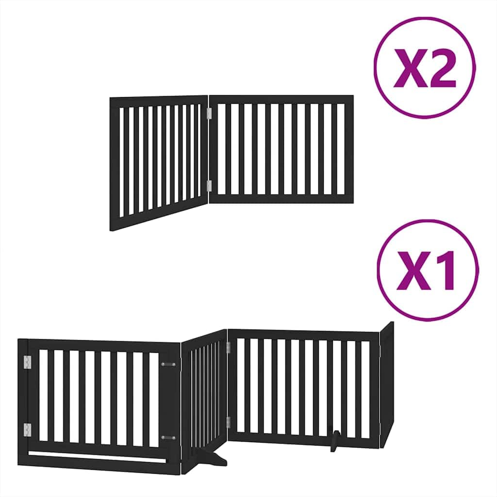 Puerta plegable para perros de 8 piezas para seguridad de mascotas, puerta para perros sin taladrar, rejilla plegable para perros con puerta de madera de álamo, rejilla para perros con puerta con