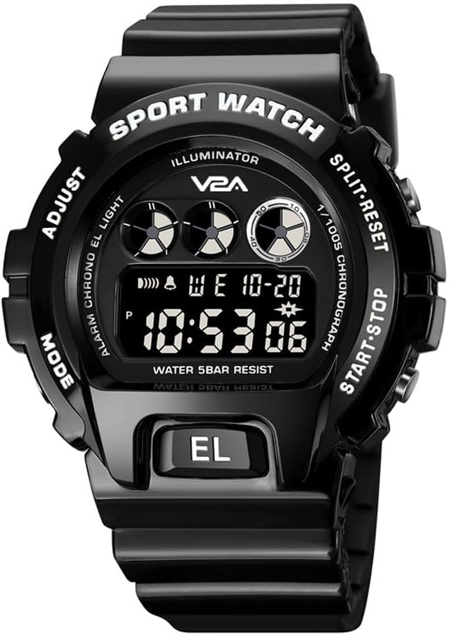 V2A Resin Deep Black Dial Digital Watch For Men And Boys Sports Watch With Dual Time Waterproof Latest Men Watch | Gifts For Men | Gift For Brother | Gift For Husband | Birthday Gifts, Black Band (B0CJ3C6D8G) Amazon Price History, Amazon Price Tracker