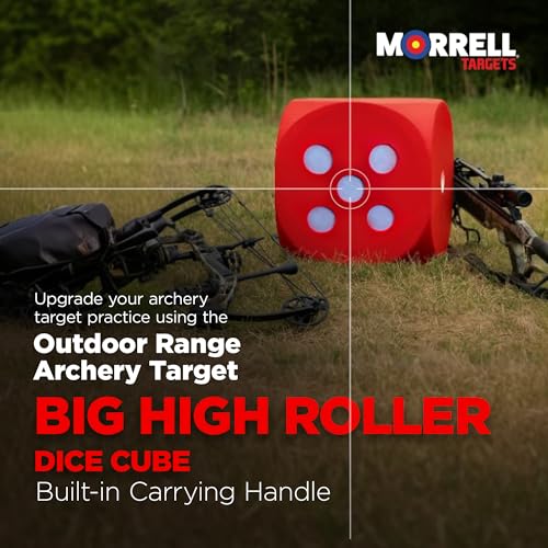 Image of Morrell High Roller Foam Archery Target, 6-Sided Cube w / 21 Bullseyes and Carry Handle - Portable Backyard Target for Broadheads, Field Points, Compound Bows and Crossbows