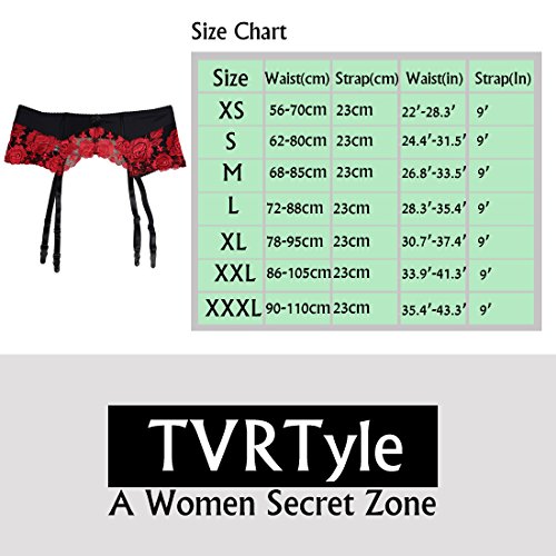 Tvrtyle Women Red Embroidery Flower Metal Clasps Sexy Garter Belts For Stockings S087 (3X-Large) #TOP4