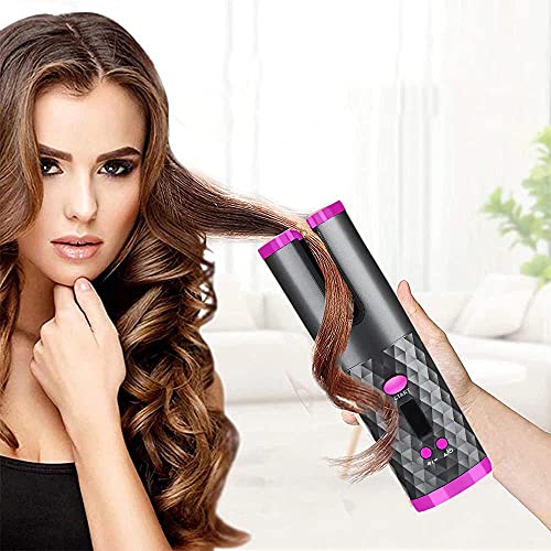 Image of Cordless Auto Hair Curler, Automatic Curling Iron, Rechargeable Auto Rotating Ceramic Barrel Hair Curler Fast Heating with 6 Temperature & Timer Settings, Auto Shut-Off hair curler(Wh-01)