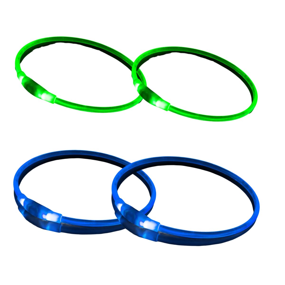 4 PCS LED Dog Collar, USB Rechargeable Flashing Dog Collar for Night Safety, Adjustable, Waterproof, Bright Illuminated Collar for Dogs, One Size Fits All, Green + Blue